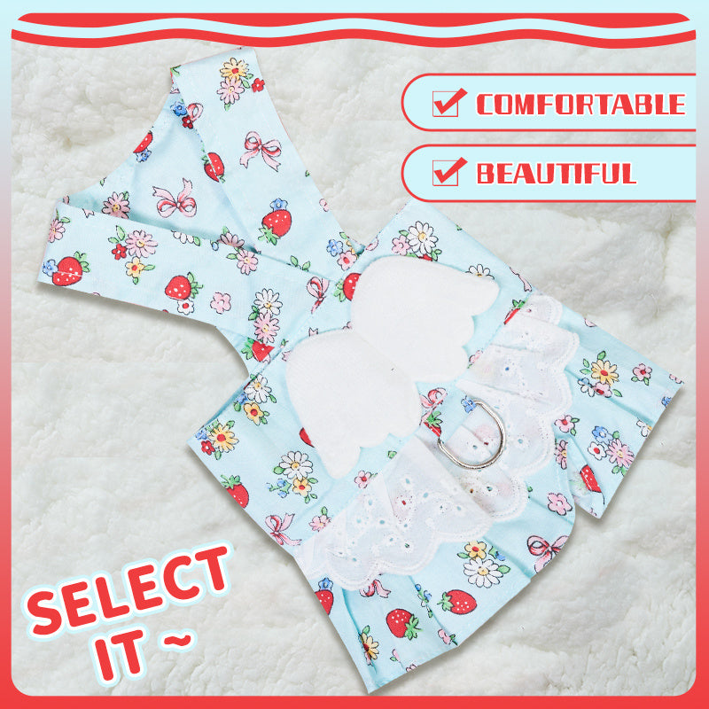 Dog Harness Dress with Leash Set – Cute Puppy Angel Wing Outfit for Small Pets