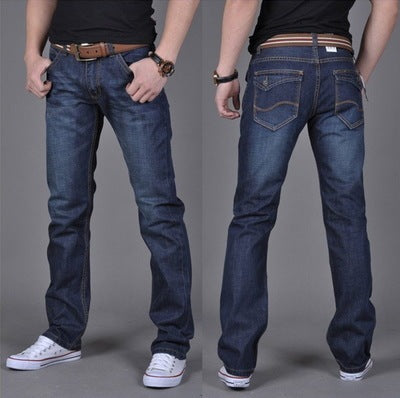 Men's Denim Long Pants - Trendy Men's Denim Straight-Leg Pants