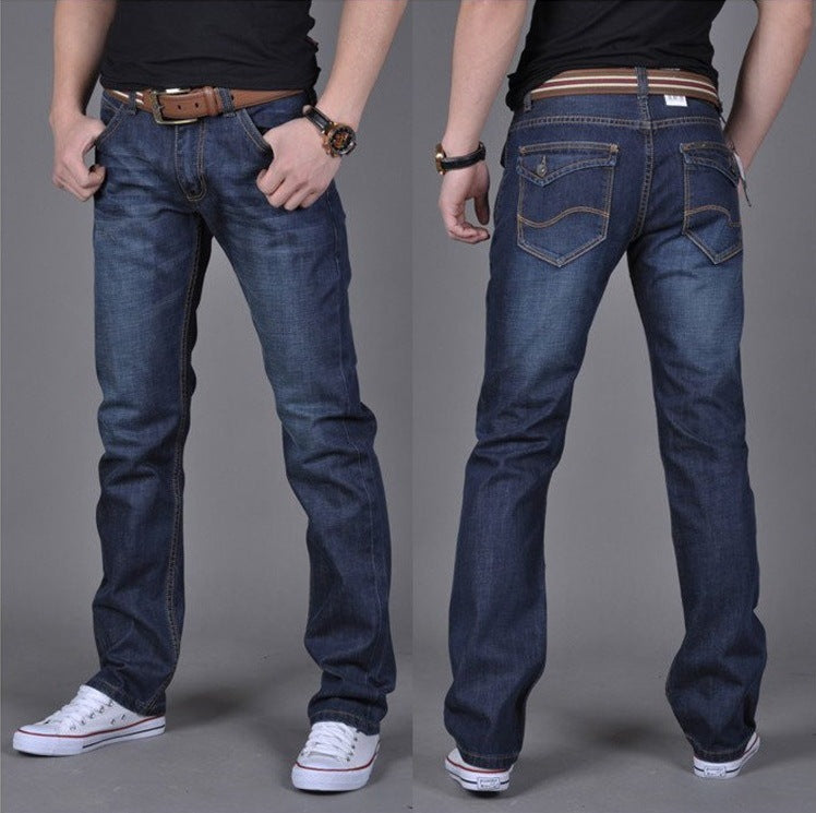 Men's Denim Long Pants - Trendy Men's Denim Straight-Leg Pants