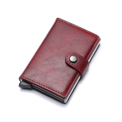 Anti-theft Men Vintage Wallet - Aluminum Metal Purse Leather Cover
