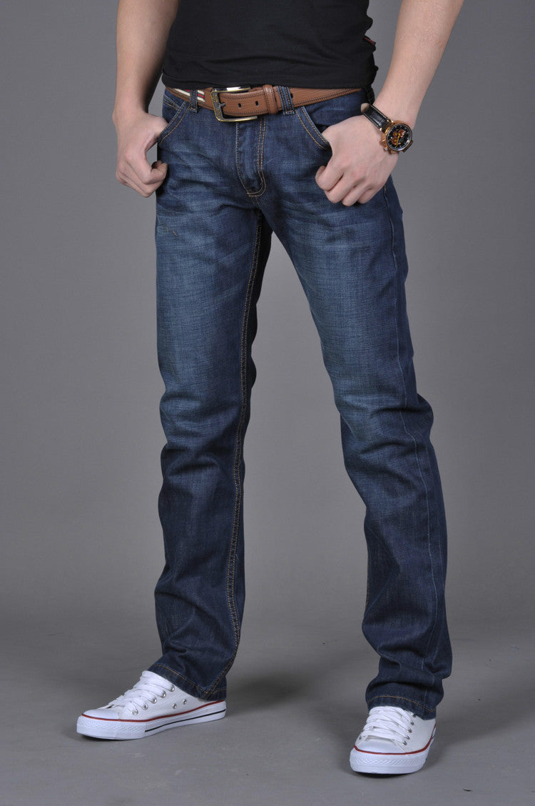 Men's Denim Long Pants - Trendy Men's Denim Straight-Leg Pants