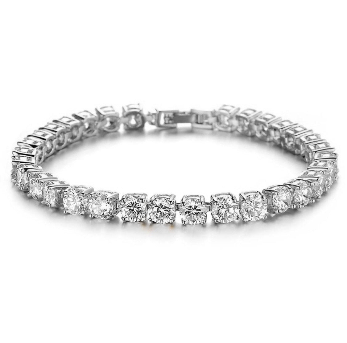 Iced Out Single Row Rhinestones Bracelet - Chain Bling Bracelets Zirconia Bracelets Link Chain Jewelry