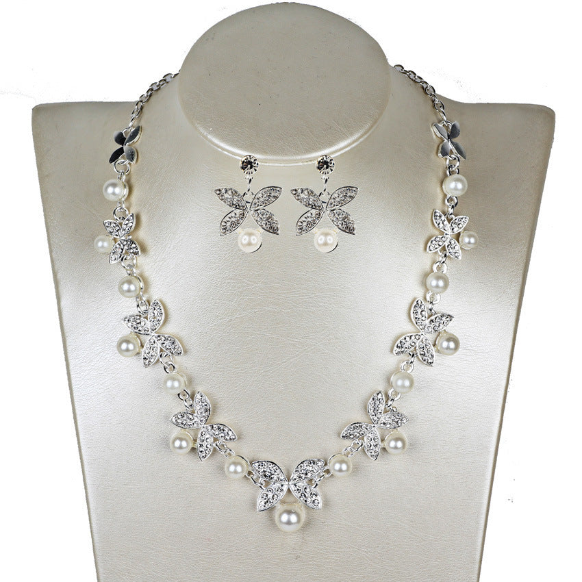 Elegant Pearl butterfly Bridal Jewelry Set