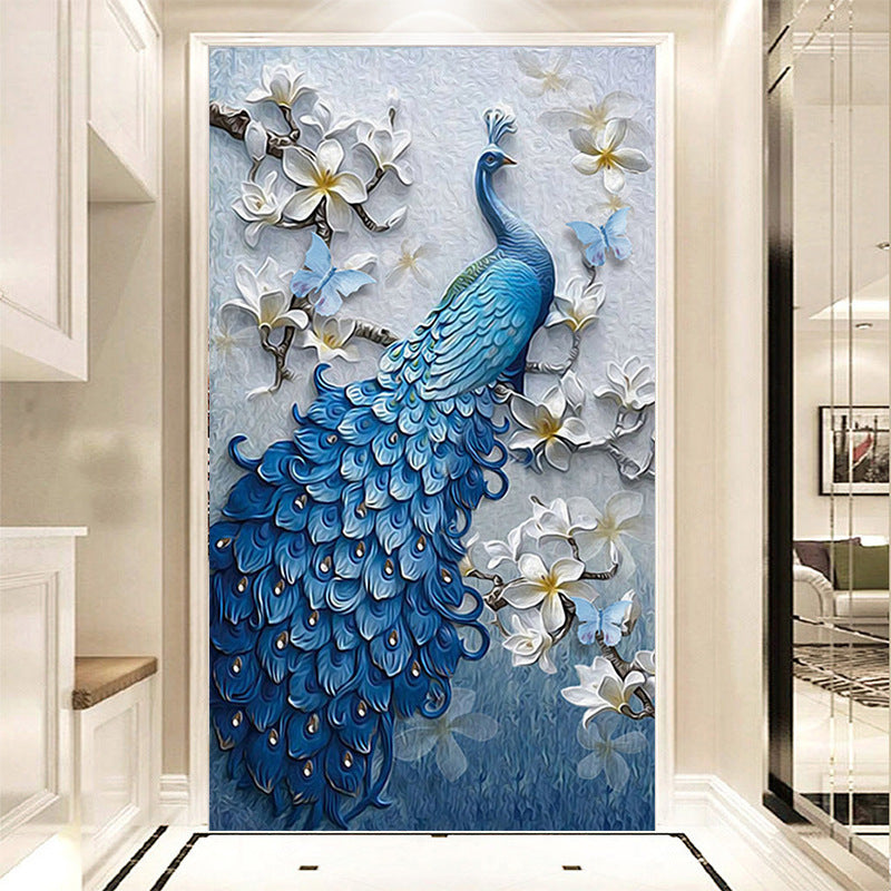 5D Diamond Painting – Elegant Peacock Blue Porch Design - JumoShop