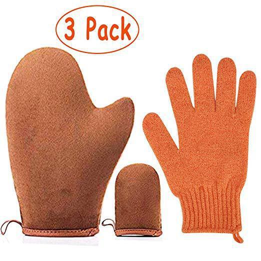 Self Tanning Mitt Applicator Gloves -  4 In 1 Kit Self Applicator Set With Exfoliating Glove
