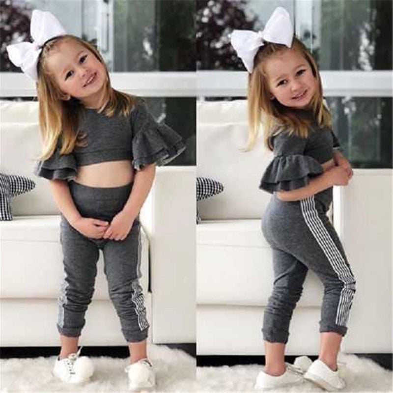Girls Crop Top T shirt Pants Outfits