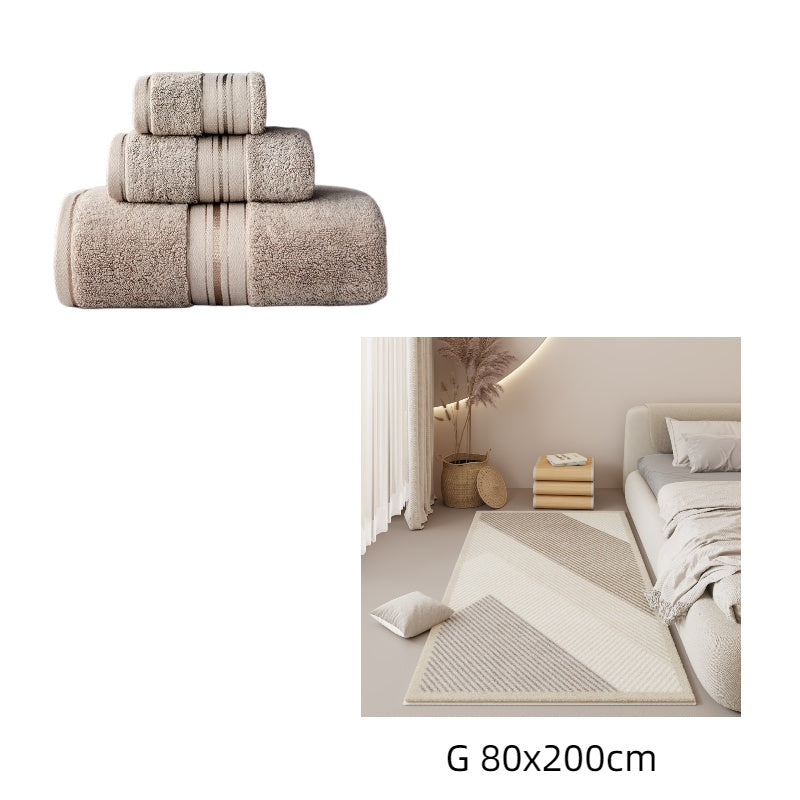 Pure Color Thick Cotton Bath Towel Set Towel Set - Increased Pure Cotton Beach Towel Beauty Salon Bath Towel