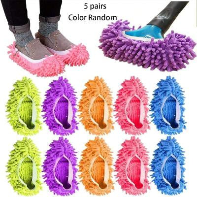 2pcs Set Multifunctional Chenille Micro Fiber Slipper Shoe Covers