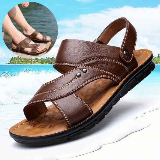 Men's Sandals - Summer Beach Shoes Adjustable Back Strap Design Slippers Slides