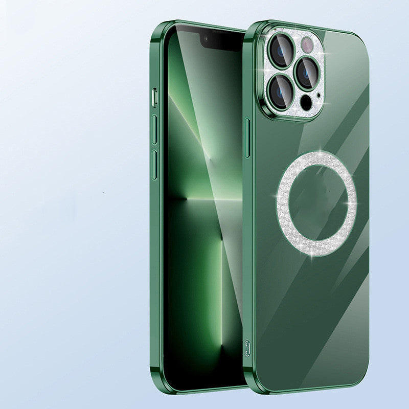 Electroplating Soft Diamond Ring Phone Case -  Drill Leakage Standard Mobile Phone Case Lens Film