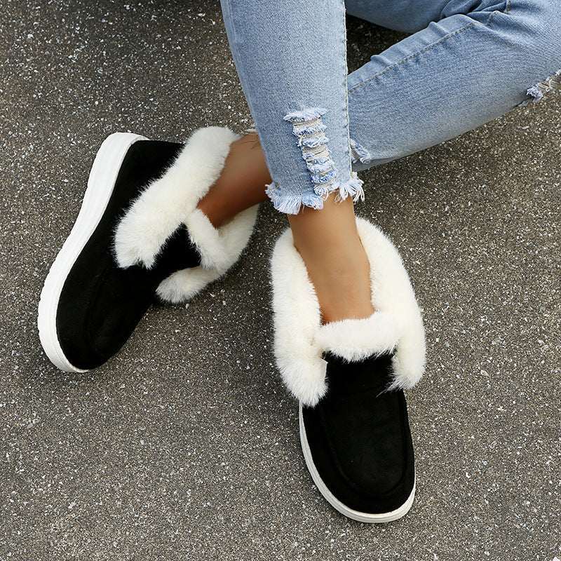 Snow Boots - Warm Winter Shoes, Plush Fur Ankle Boots Women