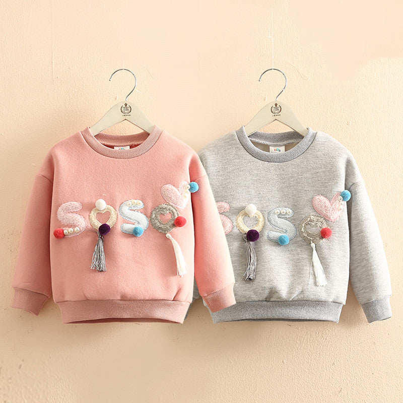 Children Pearl  Plush Velvet Winter Sweatshirt