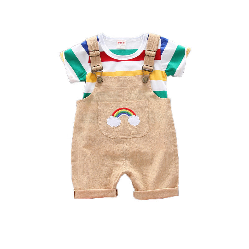 Rainbow Design Romper Pants and Top - Boys and Girls Baby Kids clothing Set