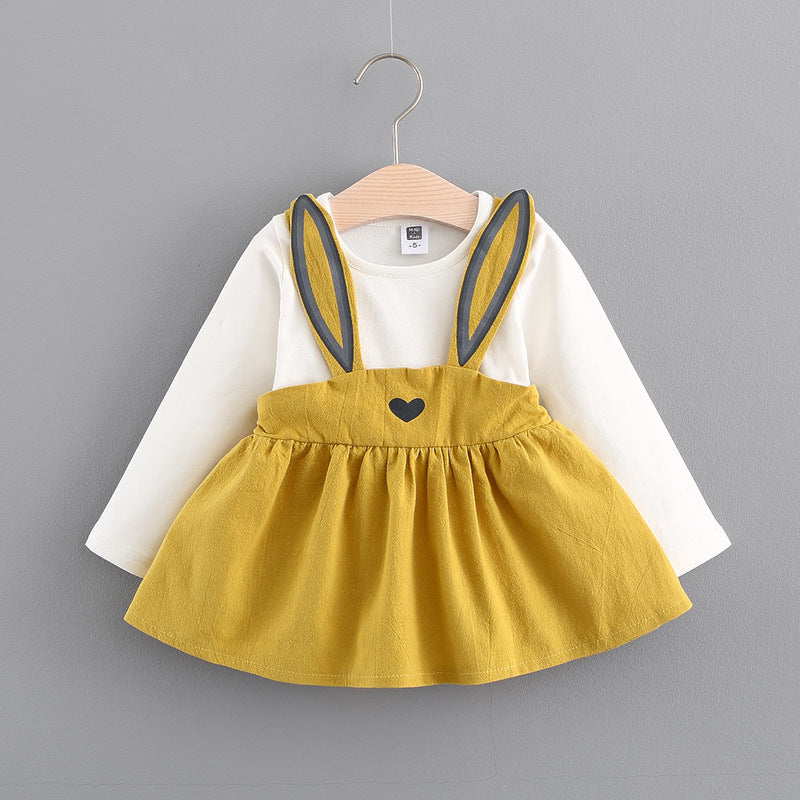 Adorable Autumn Korean Bunny Dress for Little Princesses!  2025 autumn new Korean children's clothing, girls cute rabbit dress, baby baby princess dress 916 - JumoShop