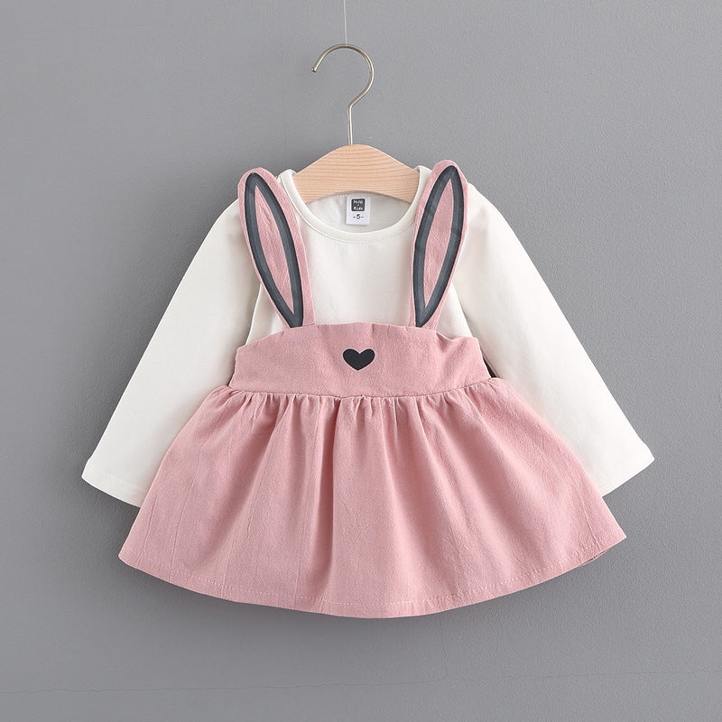 Adorable Autumn Korean Bunny Dress for Little Princesses!  2025 autumn new Korean children's clothing, girls cute rabbit dress, baby baby princess dress 916 - JumoShop