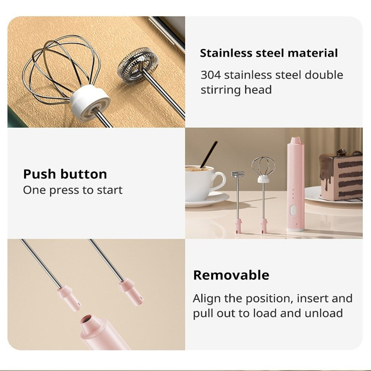 USB Rechargeable Handheld Egg Beater - 3 Speeds Electric Milk Frother Foam Maker Mixer Coffee Drink Frothing Wand Foamer