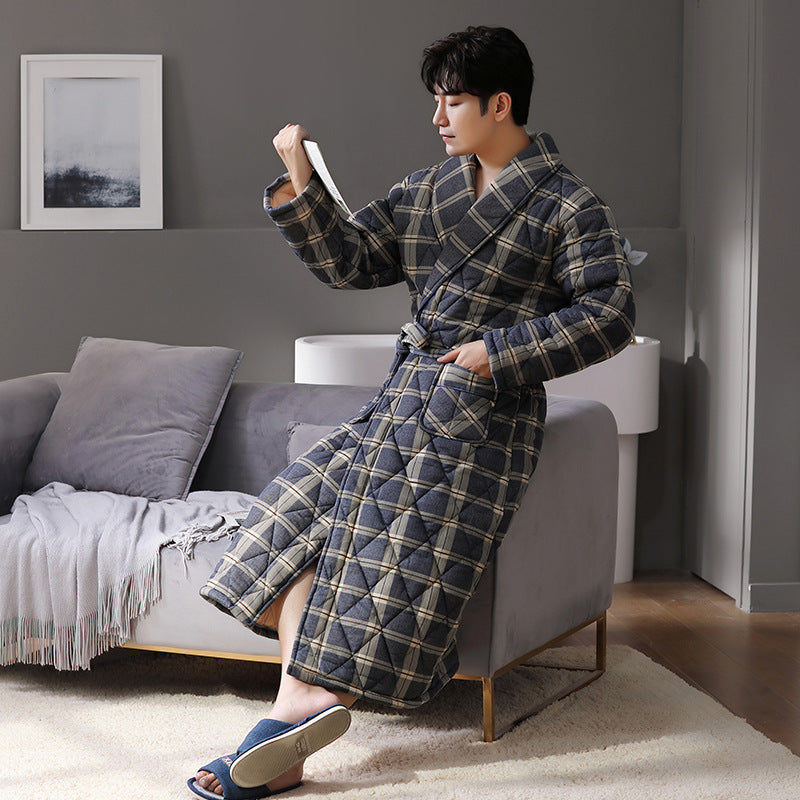 Pure Cotton Long Sleeved Autumn And Winter Bathrobe