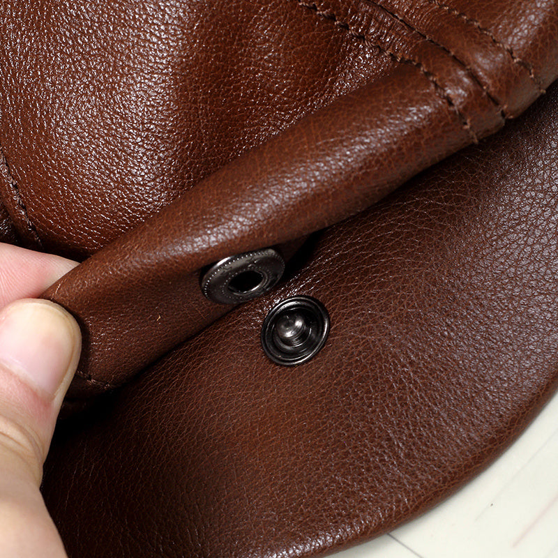 Dome Top Layer Cowhide Octagonal Men's Hat