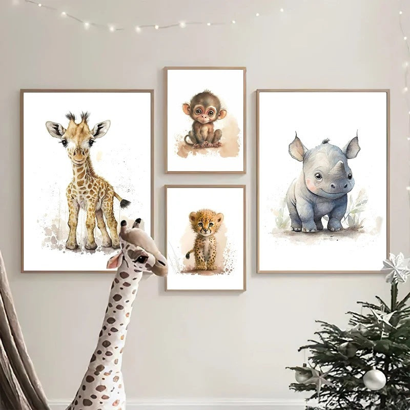 Cute Bedroom Animal inspired Wall Art – Frameless Canvas Hanging Painting! - JumoShop