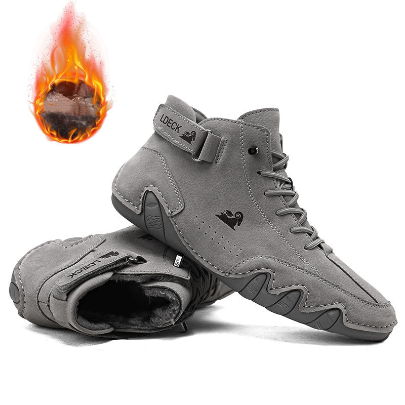 Men's Ankle Boots - Autumn Winter Suede Velcro Shoes Fashion Lace-up Sneakers