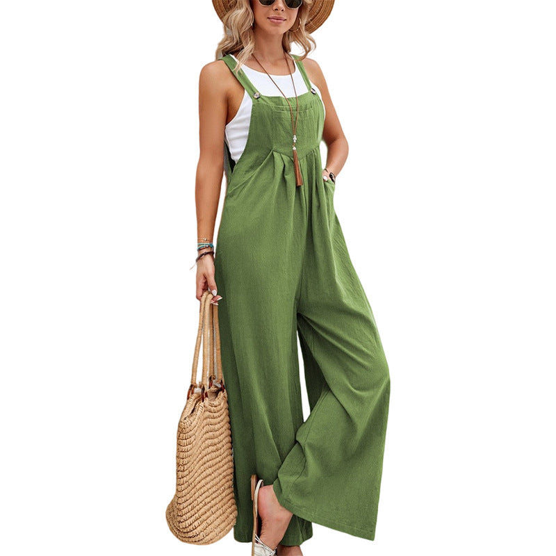 Women Long Bib Pants Overalls - Casual Loose Rompers Jumpsuits With Pockets