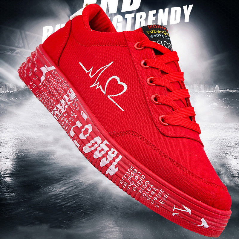 Love Print Canvas Shoes for Women - Men Flats Lace-up Casual Shoes Lover Sports Shoes Valentines Day