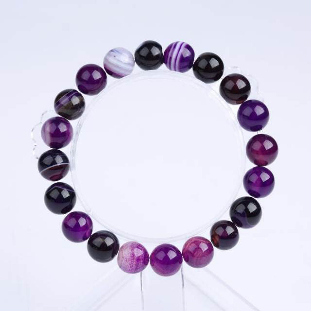 Beautiful Natural Violet Unisex Bracelet - En Pierre Naturelle Violet Pour Femme