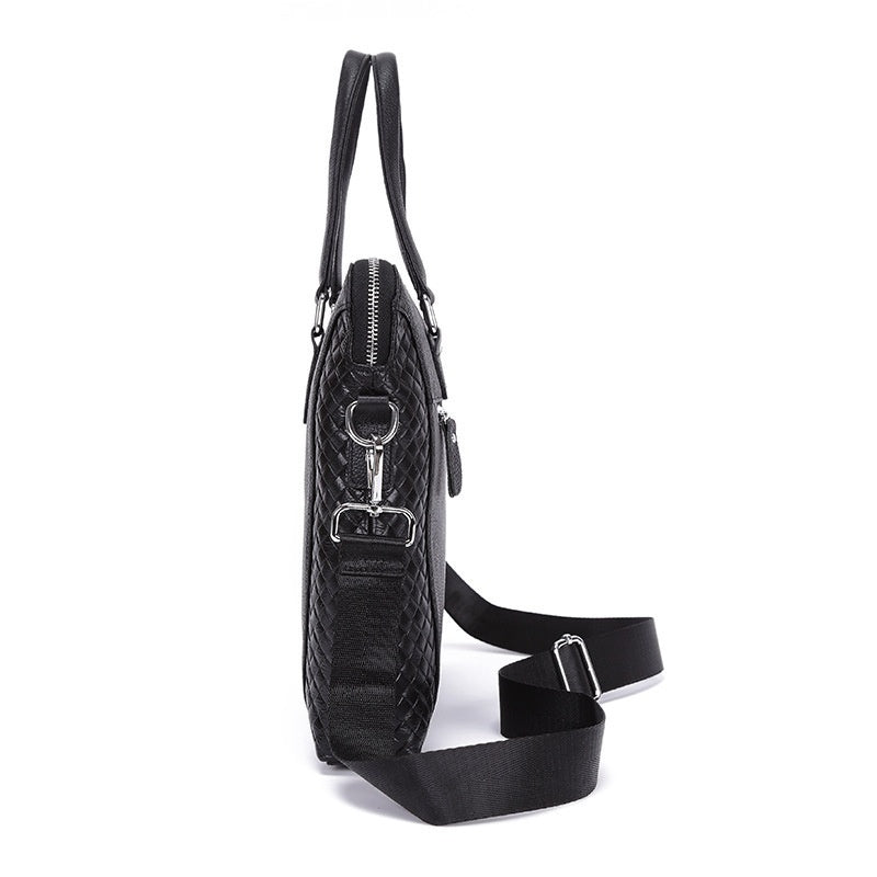 14-inch Men's Briefcase Genuine Leather -Laptop Bag Horizontal Cowhide Business Office Bag