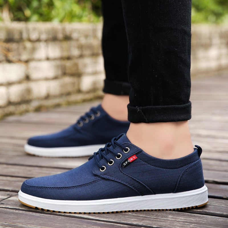 Men's Lace-up Canvas Shoes - Casual Men Breathable Walking Flats Shoes