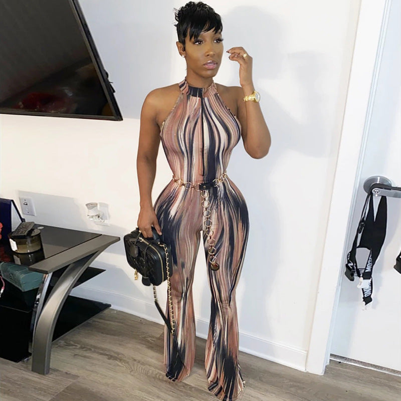 Halter Neck Printed Jumpsuit