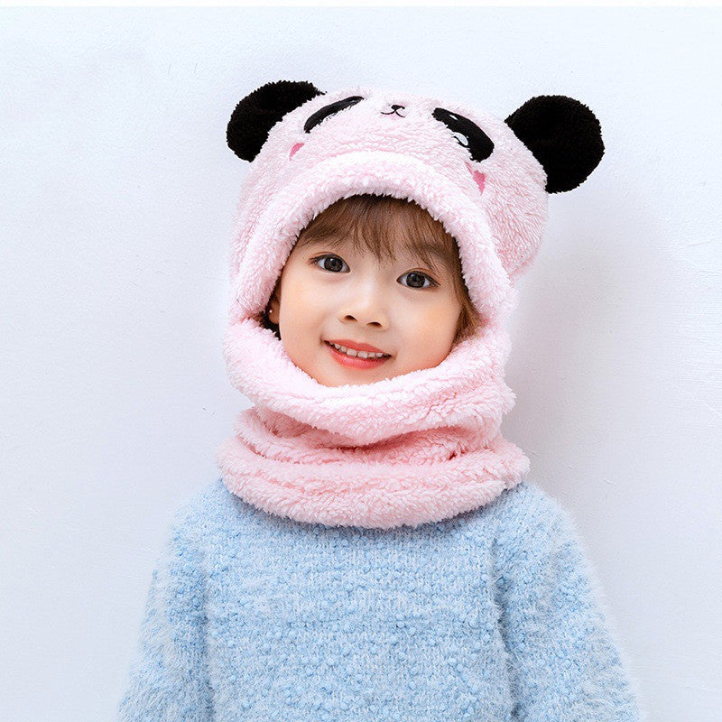 Winter One-Piece Head/Ear Panda Hat - Bib Protection  Hat