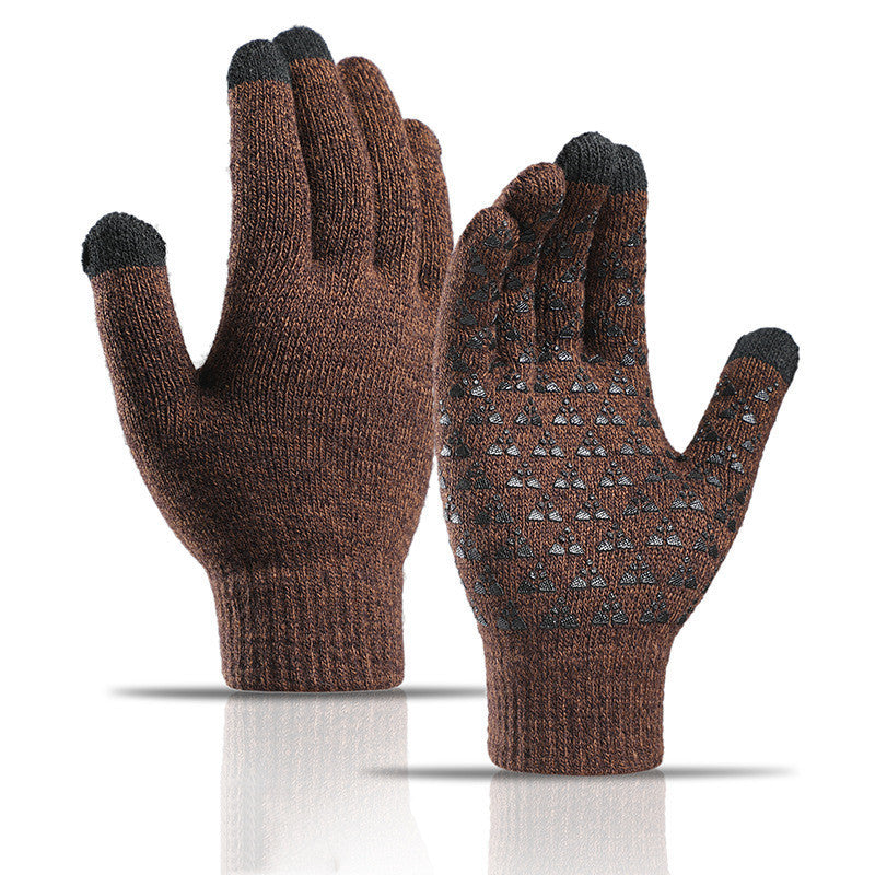 Winter Knitted Gloves For Men And Women Warm - Cycling Anti-Cold Anti-Slip Triangular Offset Warm Gloves