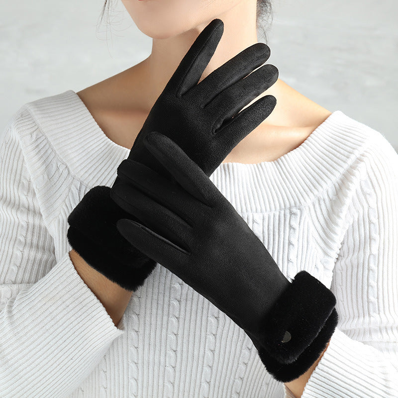 Suede Warm Finger Gloves