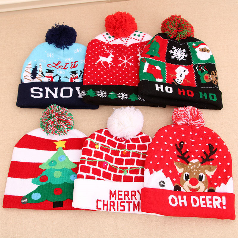LED Christmas Sweater Beanie Christmas Light Up Knitted Hat - Christmas Gift  Kids Xmas New Year Decorations