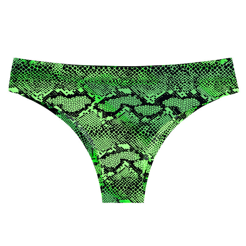 Printed Ice Silk Seamless Underwear - For Women With Low Waist