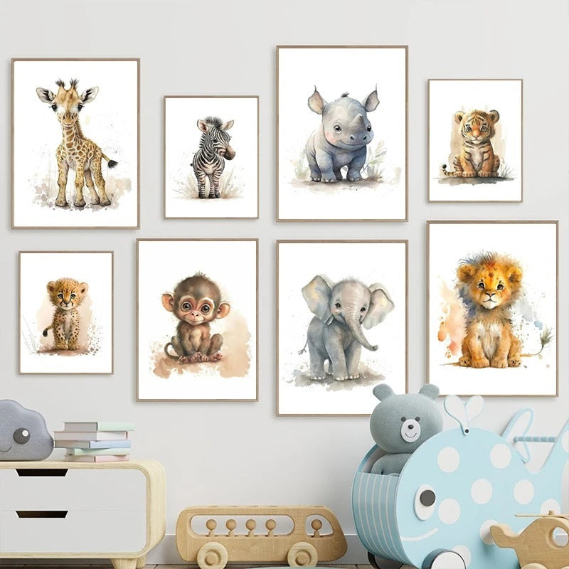 Cute Bedroom Animal inspired Wall Art – Frameless Canvas Hanging Painting! - JumoShop