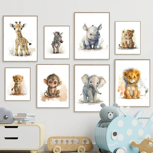 Cute Bedroom Animal inspired Wall Art – Frameless Canvas Hanging Painting! - JumoShop