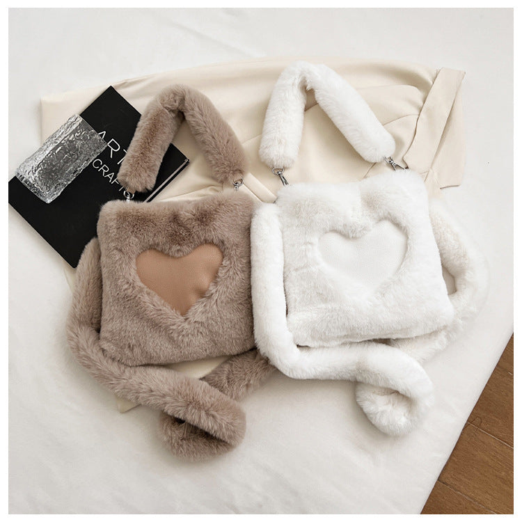 Love Handbags - Winter Plush Shoulder Bags For Women