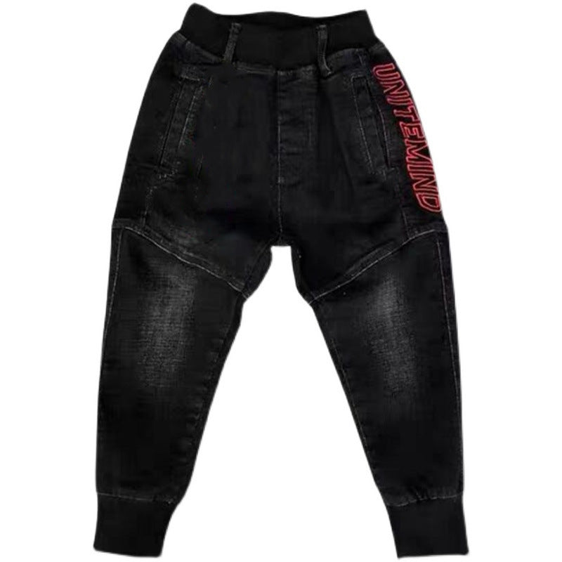 Stylish Kids' Black Jeans - Spring And Autumn Boys Pants