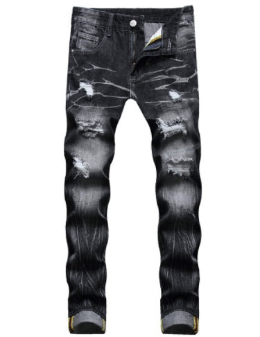 Men's Vintage Distressed Denim Jeans Trousers