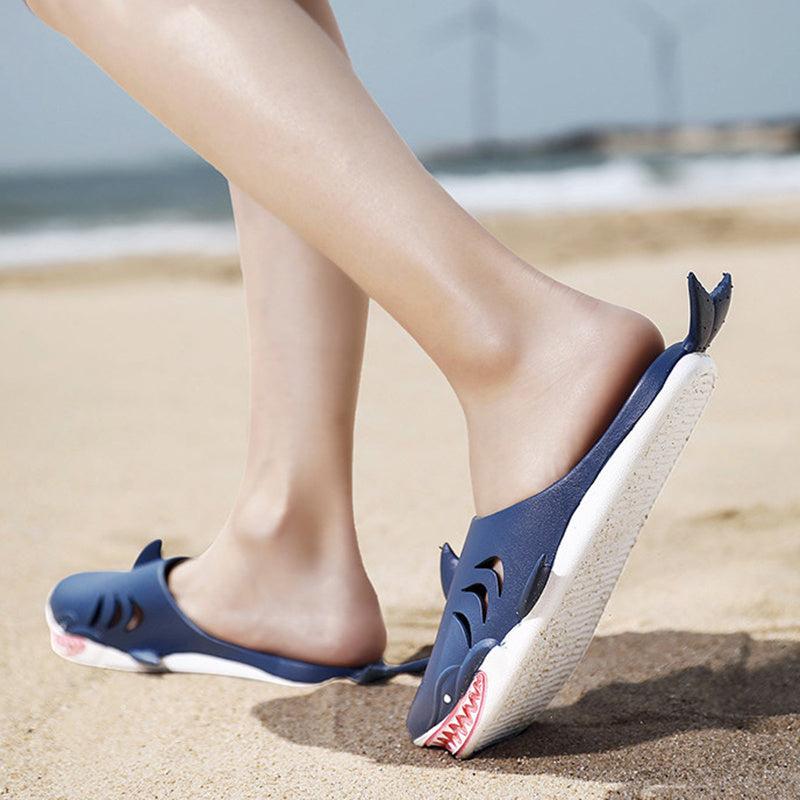 Shark Slippers Beach Shoes -- Flat Slippers Women Men