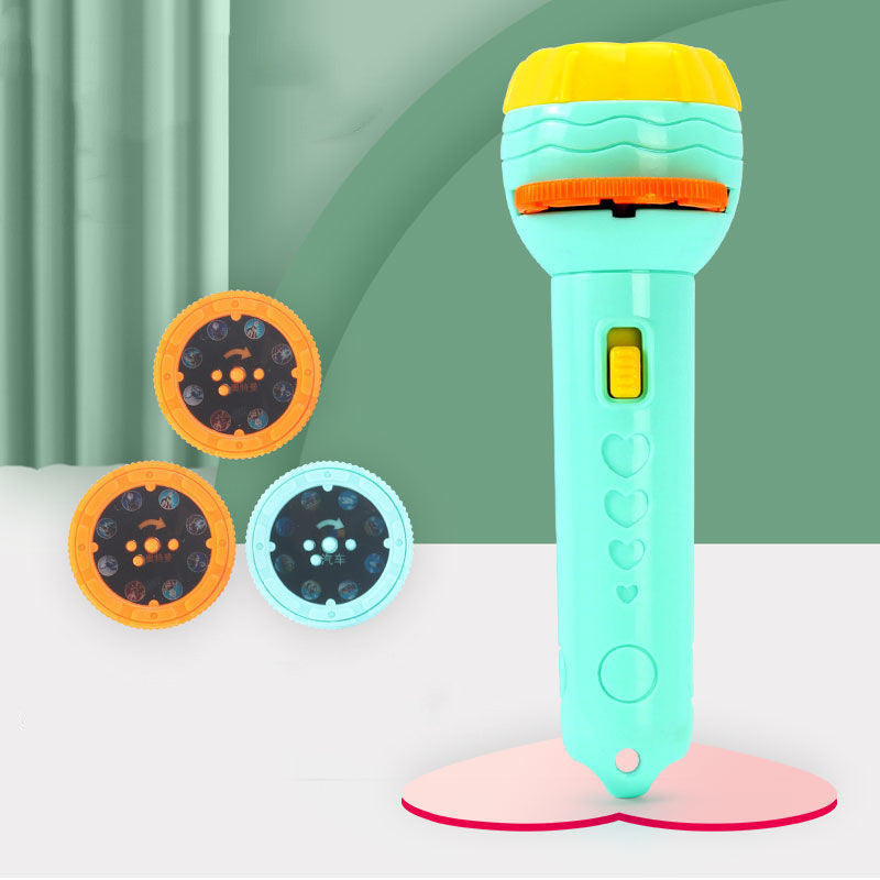 Cartoon Projection Flashlight - 80 Patterns Creative Children Flashlight Toy Projector Baby Toys Bedtime Story Book