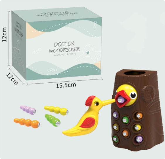 Woodpecker Magnetic Catch The Worm Animal Feeding Toy - Small Birds Children Educate Fishing Toys Kit Kids Gift Set