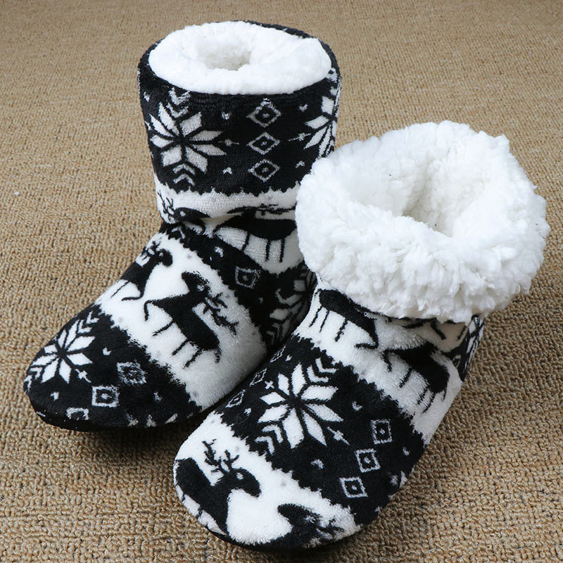 Christmas Elk Floor Shoes - Indoor Socks Shoes, Warm Plush House Slippers