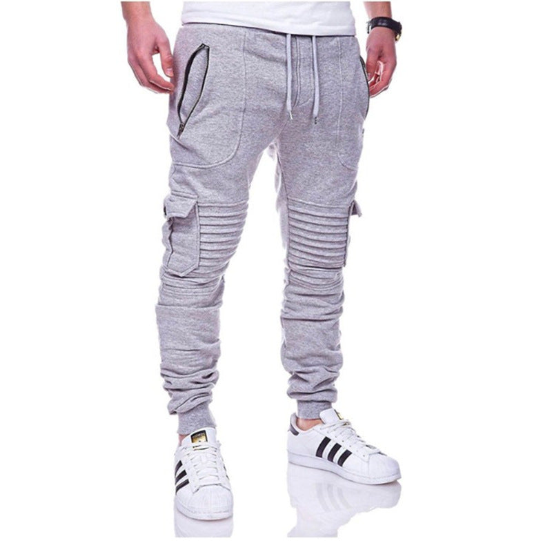 Sports Pants - Striped Pleated Casual Men's Pants