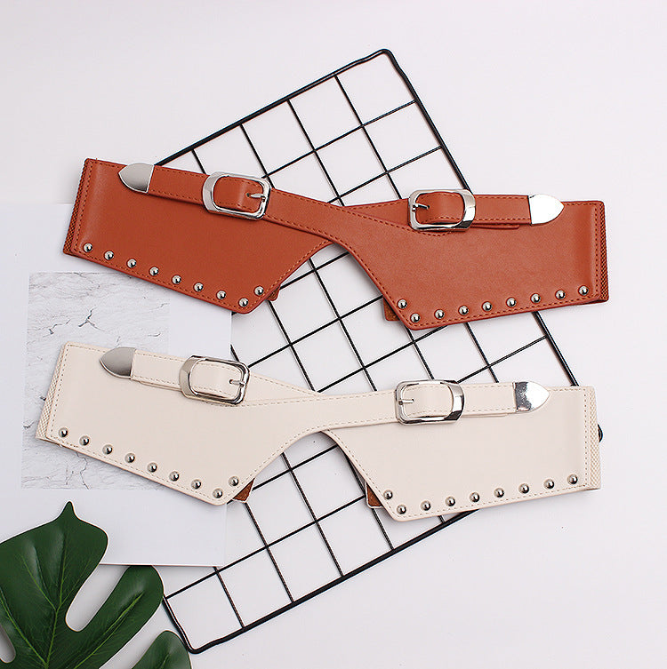 Women Skirt Belts - Decorative Dresses, Waist Closure, Elastic Elastic Rivets, Wide Belts