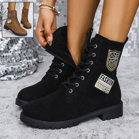 Fashion Lace-up Chunky Heels Winter Boots Winter For Women