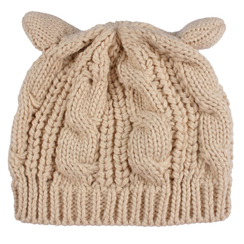 Hand Made 3D Cute Knitted Cap - Ear Beanie For Winter