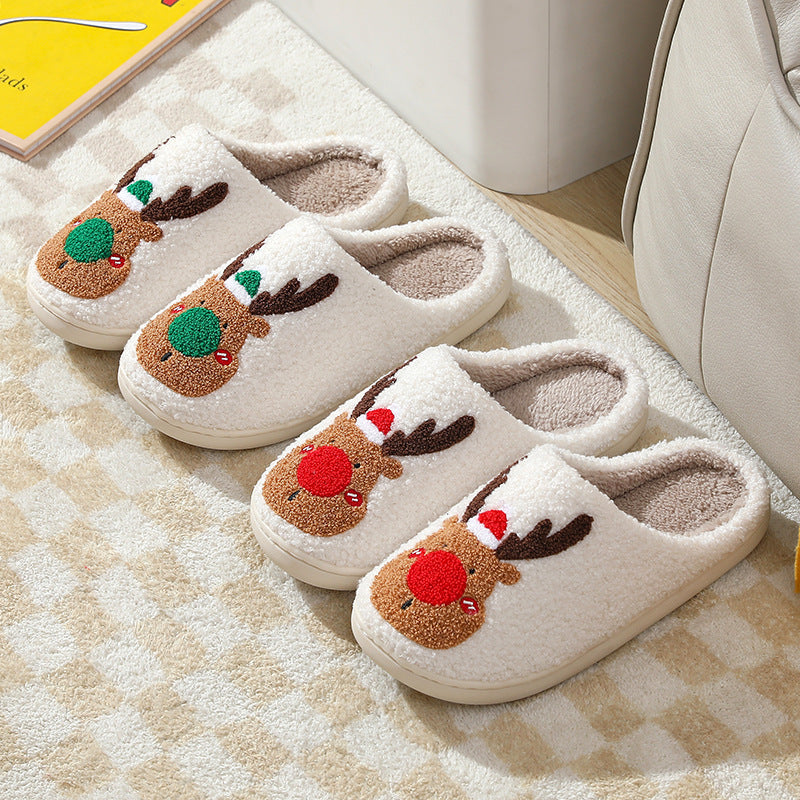 Christmas Shoes - Winter Home Slippers Elk Soft Cozy Bedroom Slipper Slip On House Shoes