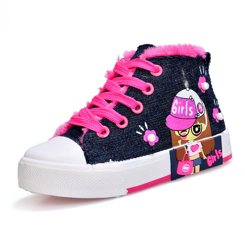 Unique Denim Canvas Girls' Sneakers
